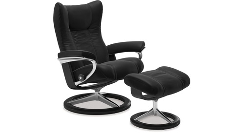 Stressless® Wing Medium Leather Recliner - Signature Base Stressless® Wing Medium Leather Recliner - Signature Base